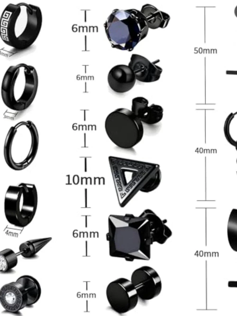 15 Pairs Earrings for Men, Stainless Steel
